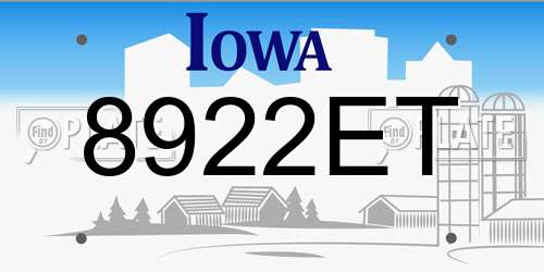 8922ET Iowa License Plate