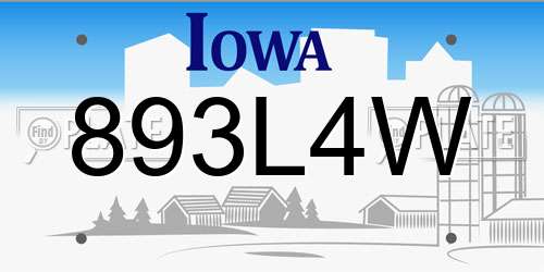 893L4W Iowa License Plate