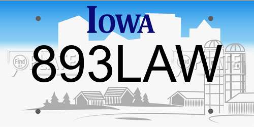 893LAW Iowa License Plate