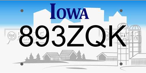 893ZQK Iowa License Plate