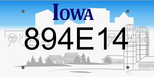 894E14 Iowa License Plate