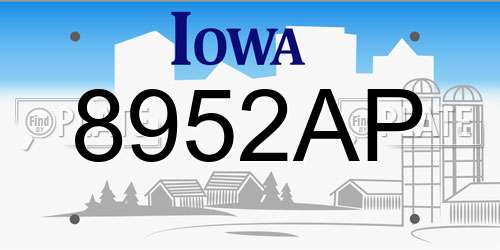 8952AP Iowa License Plate