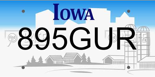 895GUR Iowa License Plate