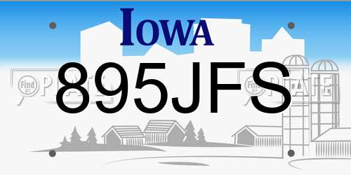 895JFS Iowa License Plate