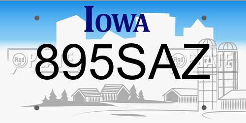 895SAZ Iowa License Plate