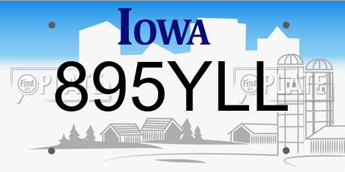 895YLL Iowa License Plate