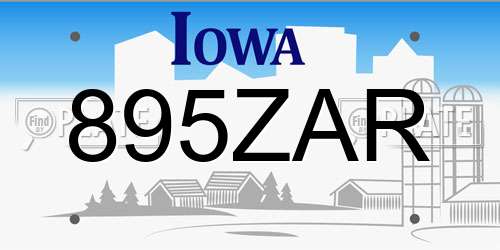 895ZAR Iowa License Plate