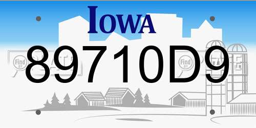 89710D9 Iowa License Plate
