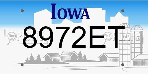 8972ET Iowa License Plate