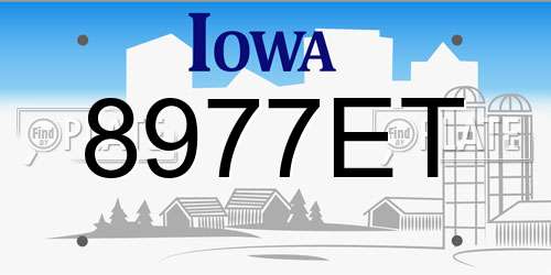 8977ET Iowa License Plate