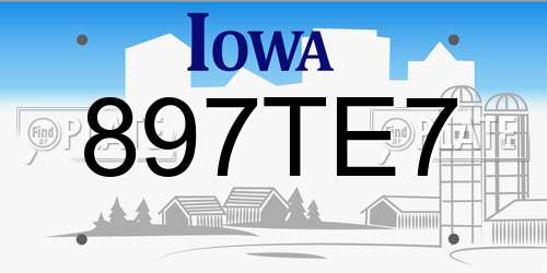 897TE7 Iowa License Plate