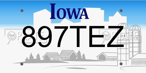 897TEZ Iowa License Plate