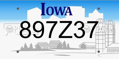 897Z37 Iowa License Plate