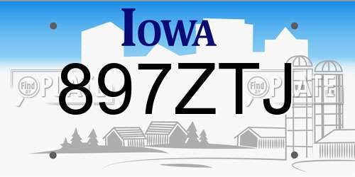 897ZTJ Iowa License Plate