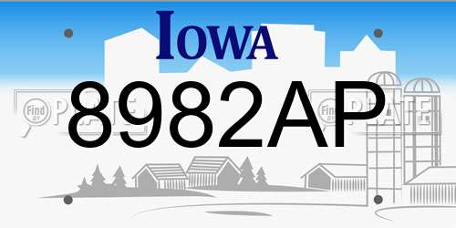 8982AP Iowa License Plate