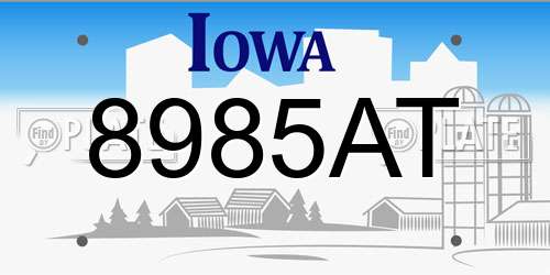 8985AT Iowa License Plate