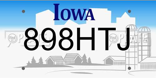 898HTJ Iowa License Plate