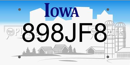 898JF8 Iowa License Plate