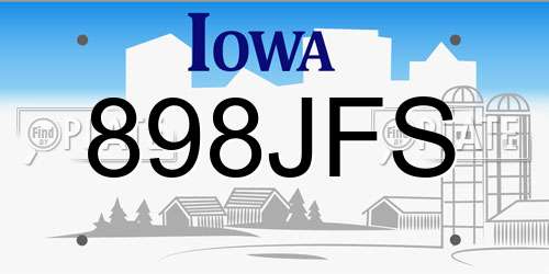 898JFS Iowa License Plate