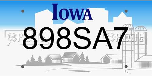 898SA7 Iowa License Plate