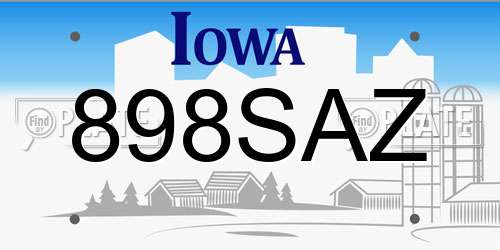 898SAZ Iowa License Plate