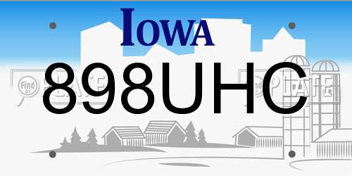 898UHC Iowa License Plate