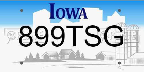 899TSG Iowa License Plate