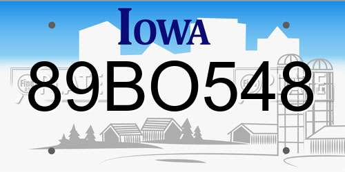 89BO548 Iowa License Plate