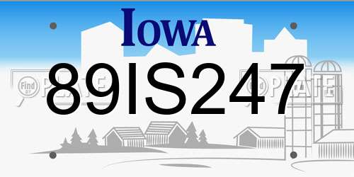 89IS247 Iowa License Plate