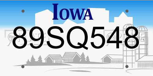 89SQ548 Iowa License Plate