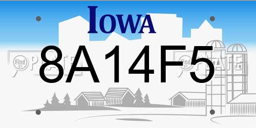 8A14F5 Iowa License Plate