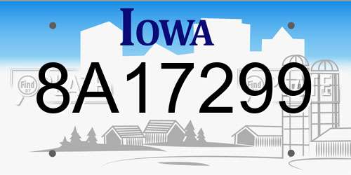8A17299 Iowa License Plate