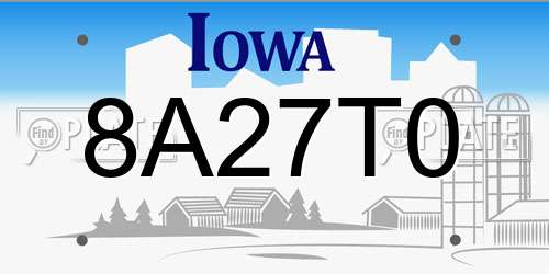 8A27T0 Iowa License Plate