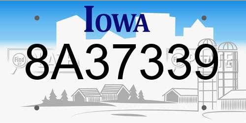 8A37339 Iowa License Plate