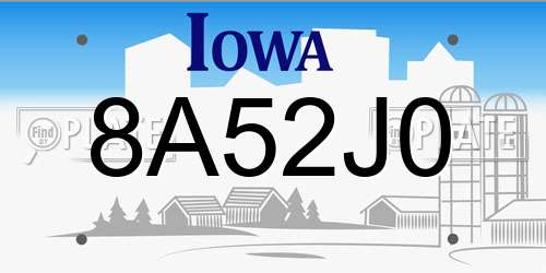 8A52J0 Iowa License Plate