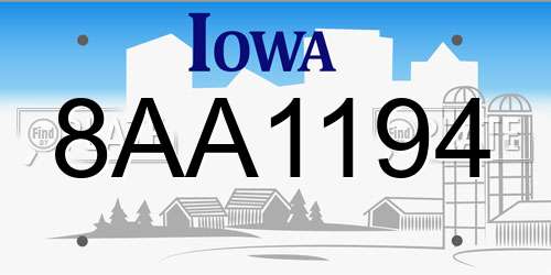 8AA1194 Iowa License Plate