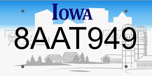 8AAT949 Iowa License Plate