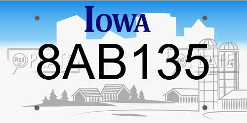 8AB135 Iowa License Plate