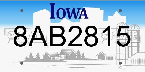 8AB2815 Iowa License Plate