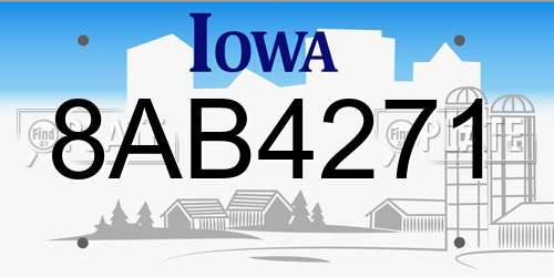 8AB4271 Iowa License Plate