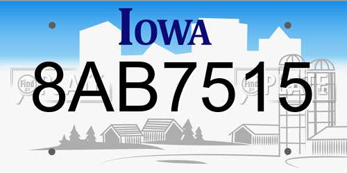 8AB7515 Iowa License Plate