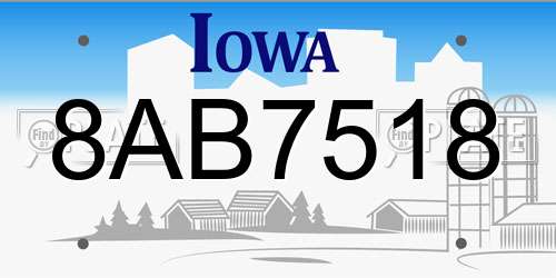 8AB7518 Iowa License Plate