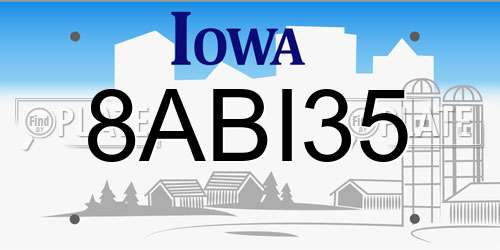8ABI35 Iowa License Plate