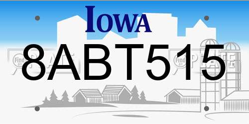 8ABT515 Iowa License Plate