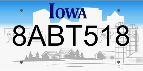 8ABT518 Iowa License Plate