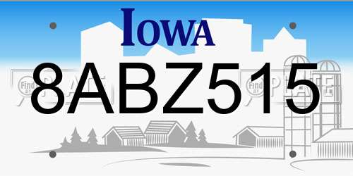 8ABZ515 Iowa License Plate