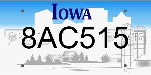 8AC515 Iowa License Plate
