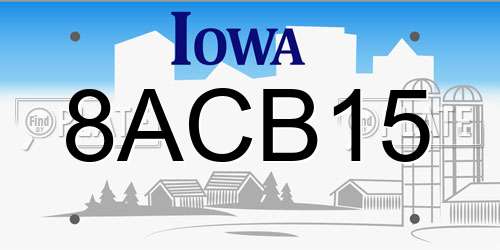 8ACB15 Iowa License Plate