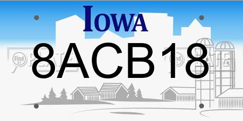 8ACB18 Iowa License Plate