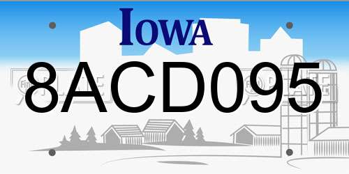 8ACD095 Iowa License Plate
